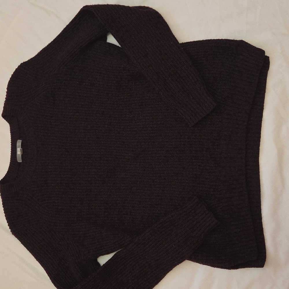 Uniqlo Maroon Low-Gauge Ribbed Crew Neck Sweater Size Large L